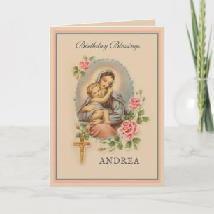 Tarjeta Bendiciones religiosas de cumpleaños Virgen María