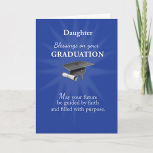 Tarjeta Bendiciones Religiosas de Graduación de Hija Rayos