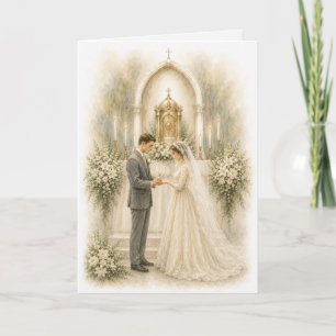 Tarjeta Bendiciones tradicionales de boda católica saludo