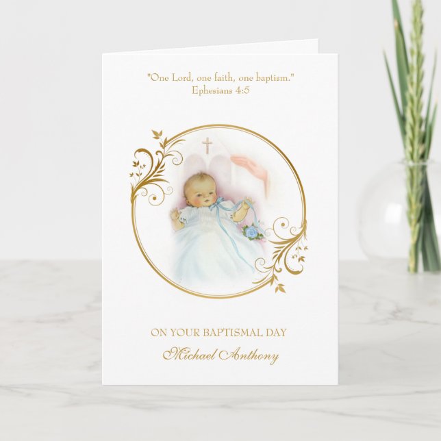 Tarjeta Bendita bendición bautismal niño bebé Christening (Anverso)