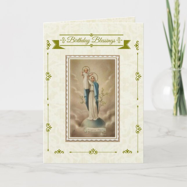 Tarjeta Bendita madre con el niño Jesús Bendiciones de cum (Anverso)