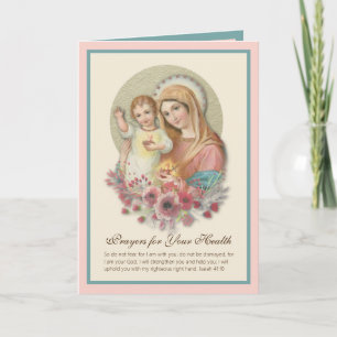 Tarjeta Bendita Virgen María Bebé Jesús Flores se recupera