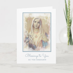Tarjeta Bendita Virgen María Graduación Religiosa Floral C