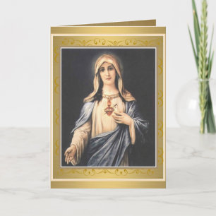 Tarjeta Bendita Virgen María Inmaculado Corazón Religioso