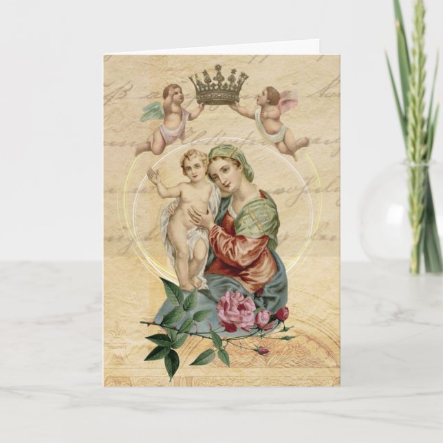 Tarjeta Bendita Virgen María Jesús Día de la Madre (Anverso)