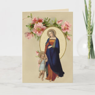 Tarjeta Bendita Virgen María Jesús Floral