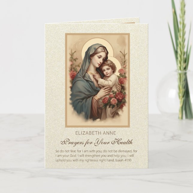 Tarjeta Bendita Virgen María Jesús Flores Oraciones de Sal (Anverso)