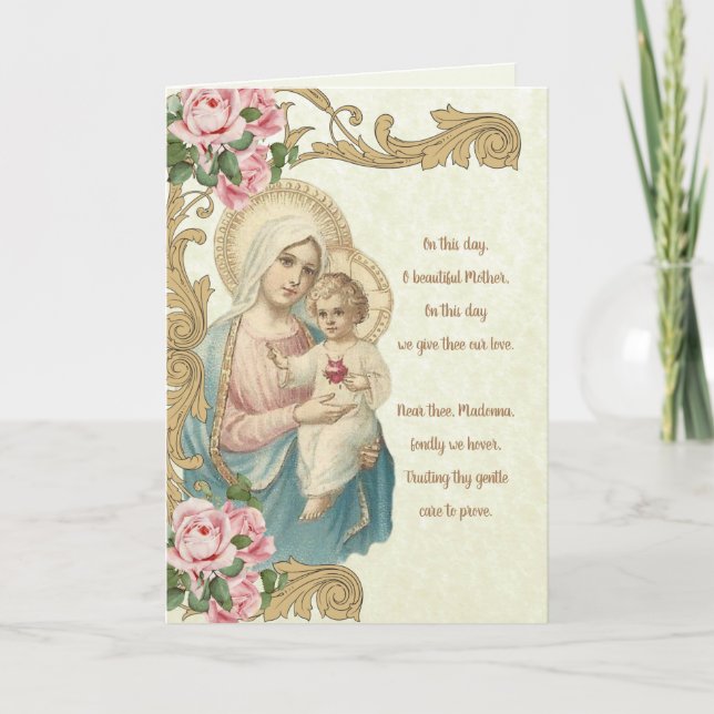 Tarjeta Bendita Virgen María Jesús Vintage (Anverso)