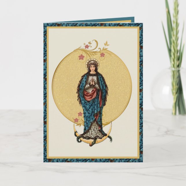 Tarjeta Bendita Virgen María Madre Católica Religiosa (Anverso)