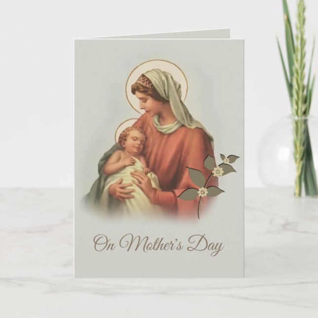 Tarjeta Bendita Virgen María Madre Niño Jesús (Anverso)