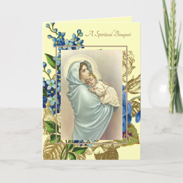 Tarjeta Bendita Virgen María Oraciones Espirituales de Bou (Anverso)