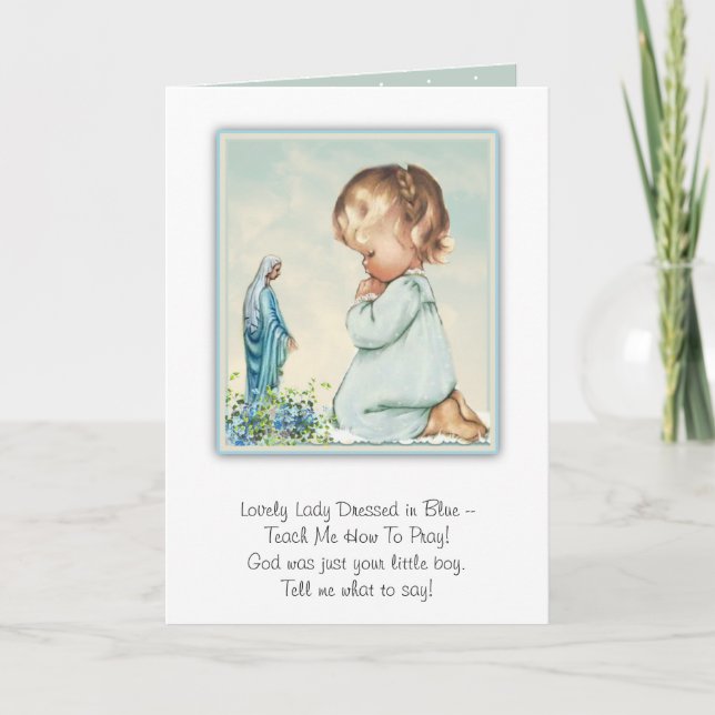 Tarjeta Bendita Virgen María Pequeña Poema (Anverso)