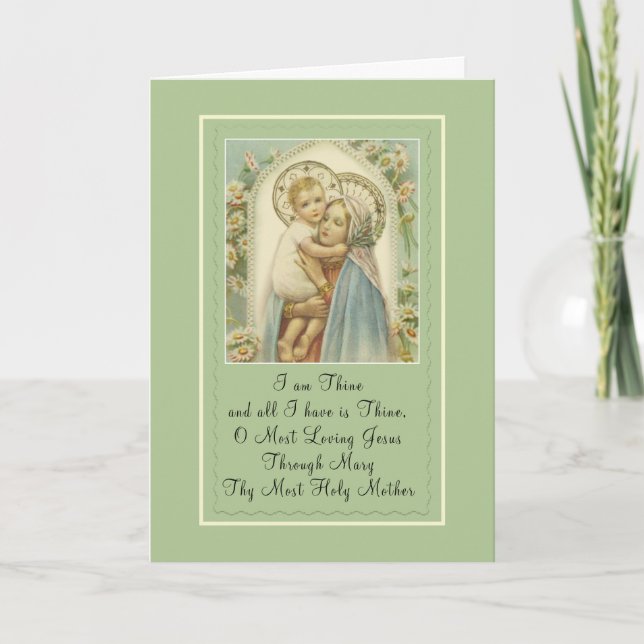 Tarjeta Bendita Virgen María sosteniendo al niño Jesús con (Anverso)