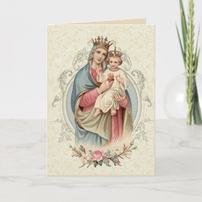 Tarjeta Bendita Virgen religiosa María Jesús Oración (Anverso)