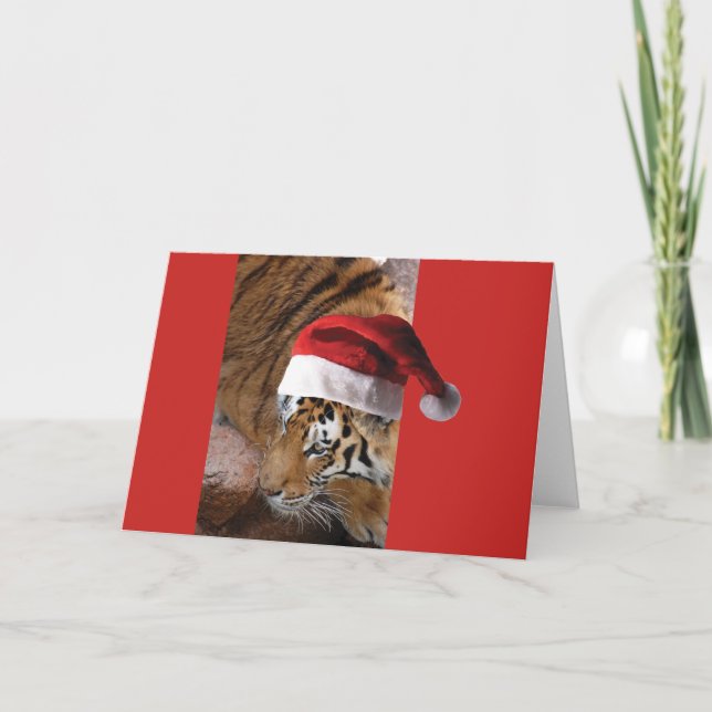 Tarjeta Bengal Tiger Santa Claus (Anverso)