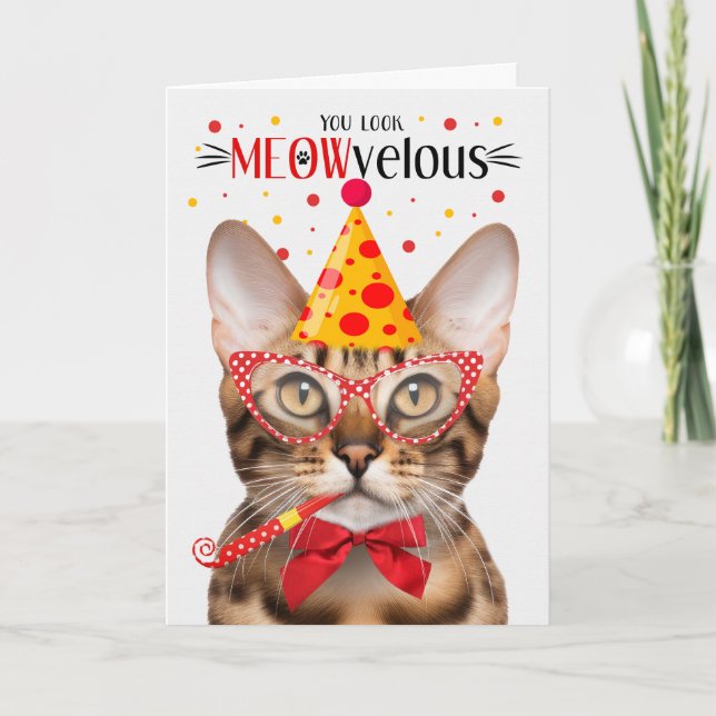 Tarjeta Bengala Cat MEOWvelous Birthday (Anverso)
