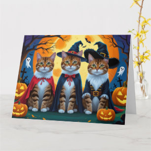 Tarjeta Bengala de los gatos calabaza Halloween Funny
