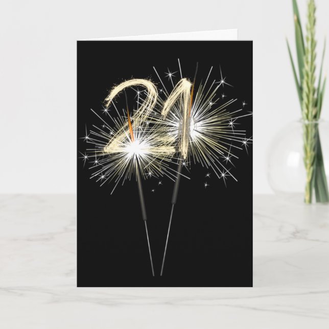 Tarjeta Bengalas para cumpleaños 21 (Anverso)