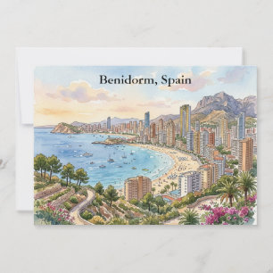 Tarjeta Benidorm España Costa Blanca vacaciones retro vint