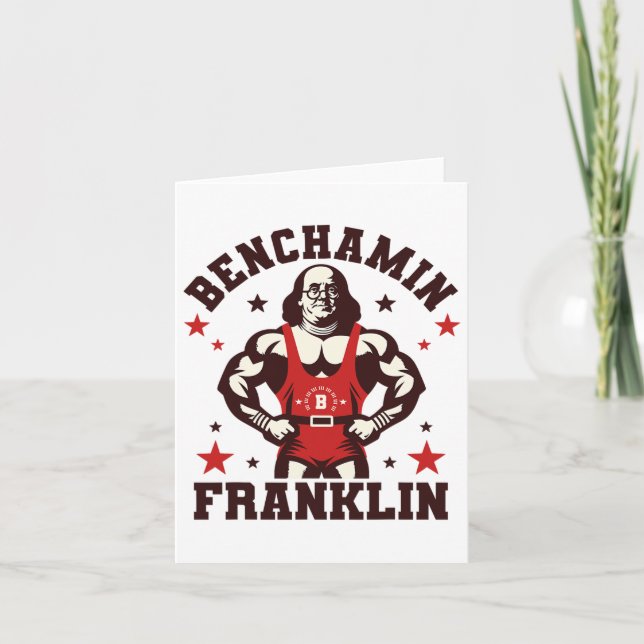 Tarjeta Benjamin Benchamin Franklin Bench Press Bodybuildi (Anverso)