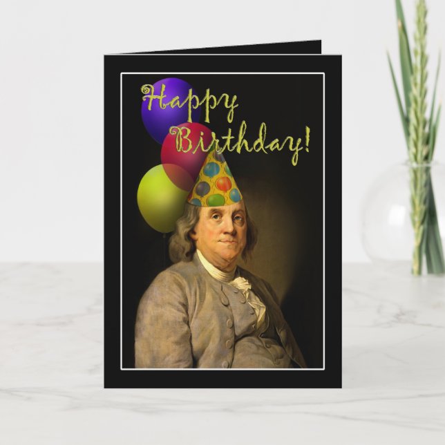 Tarjeta Benjamin Franklin Happy Birthday (Anverso)