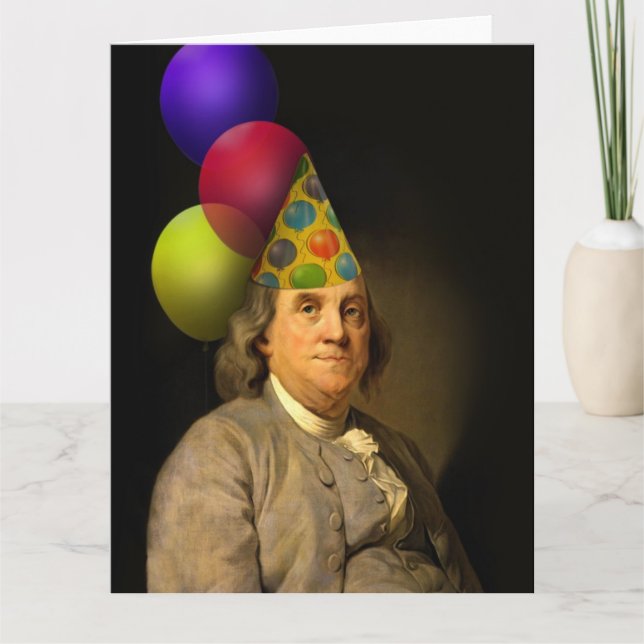 Tarjeta Benjamin Franklin Happy Birthday (Anverso)