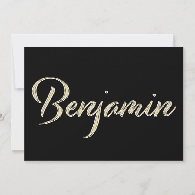 Tarjeta Benjamin Name white gold Handwriting Karte (Anverso)
