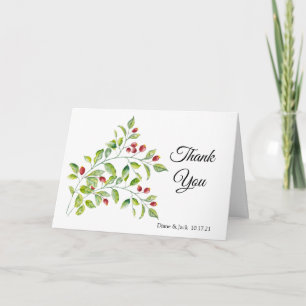 Tarjeta Berias rosadas y Boda de follaje verde gracias