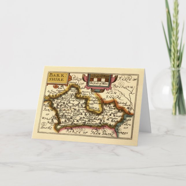 Tarjeta Berkshire Barkshire County England Mapa anticuario (Anverso)