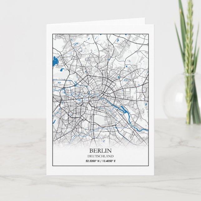 Tarjeta Berlín Deutschland Alemania Coordenadas de mapas d (Anverso)