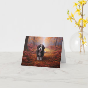 Tarjeta Bernedoodle en otoño se inspira la caída de las ho