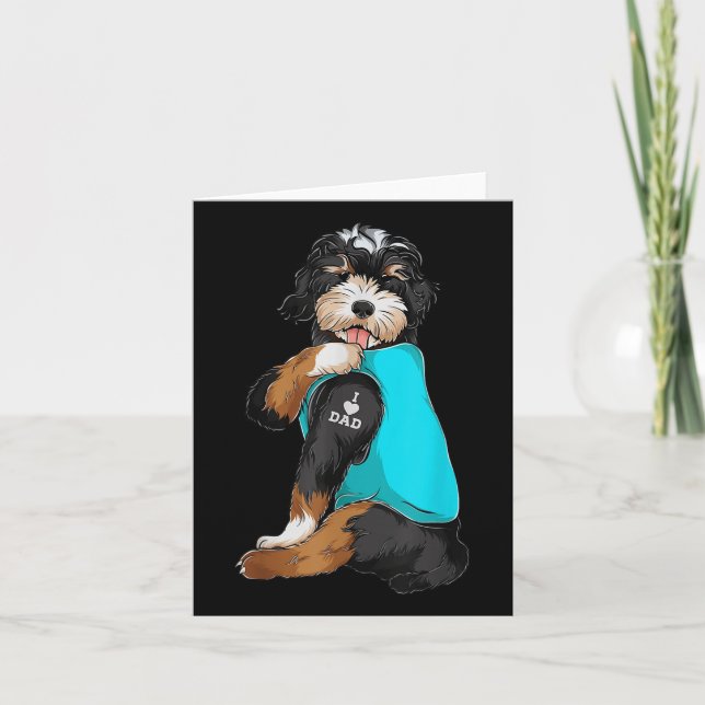 Tarjeta Bernedoodle I Love Dad Tattoo Apparte, Dog Dad Gif (Anverso)