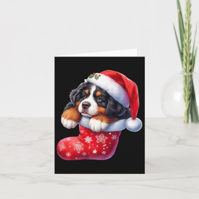 Tarjeta Bernés En Navidades De Muerte Santa Hat Xmas Perro (Anverso)