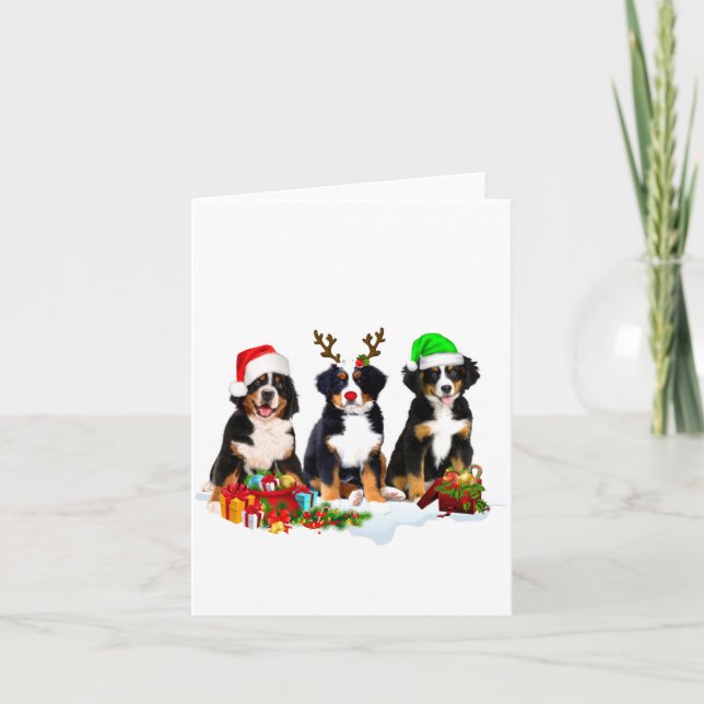 Tarjeta Bernese Mountain Dog Christmas Cute Fullprint  (Anverso)
