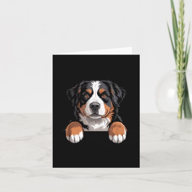 Tarjeta Bernese Mountain Dog Funny Peeking Cket Berner Pup (Anverso)