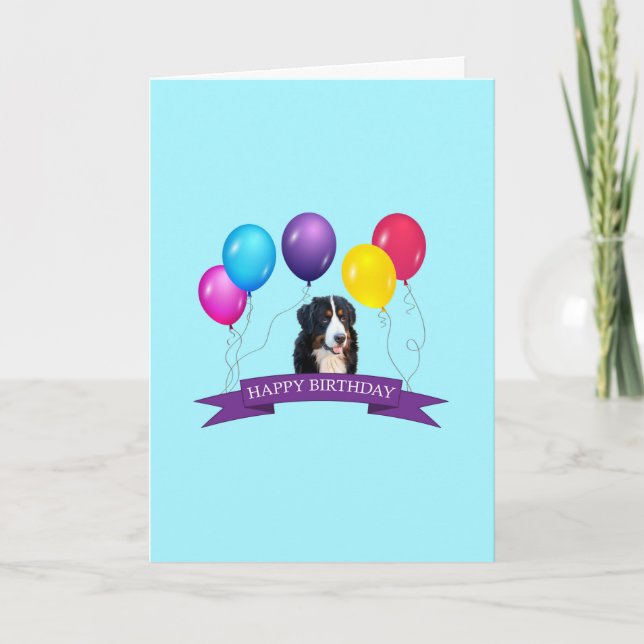 Tarjeta Bernese Mountain Dog Happy Birthday Greet Card (Anverso)