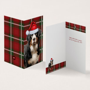 Tarjeta Bernese Mountain Dog Holiday Plaid Navidades Card