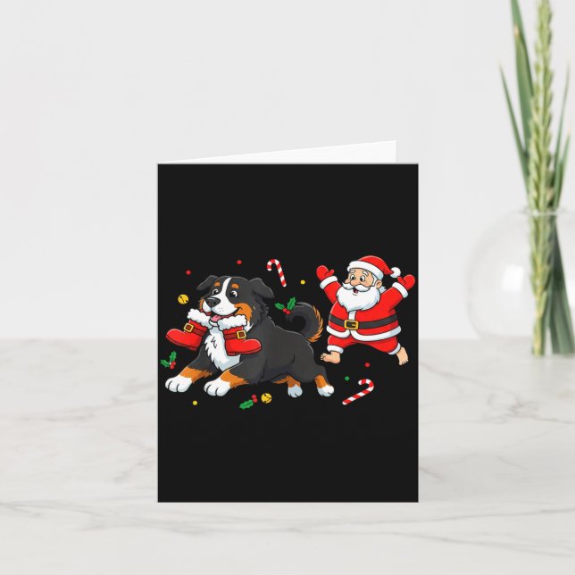 Tarjeta Bernese Mountain Dog Santa Claus Boots Christmas W (Anverso)