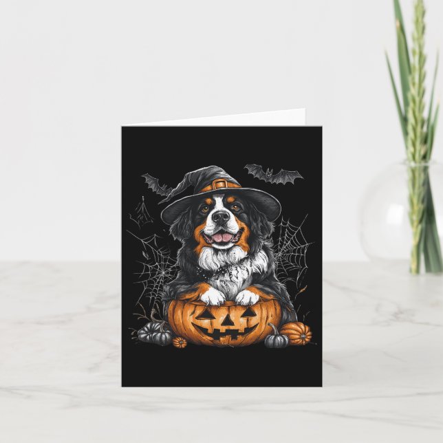Tarjeta Bernese Mountain Pumpkin Halloween Acción de Graci (Anverso)