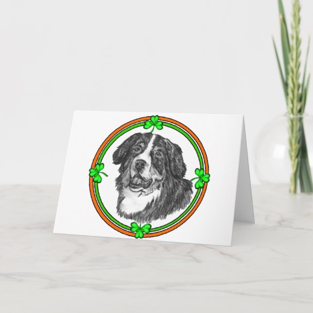 Tarjeta Bernese Mtn Dog St Patricks (Anverso)