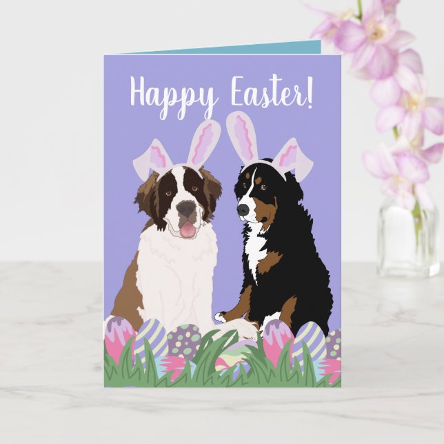 Tarjeta Bernese Saint Bernard de Pascua personalizable (Orquídea)