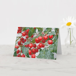 Tarjeta Berries Red Holly en el feriado de los Navidades d