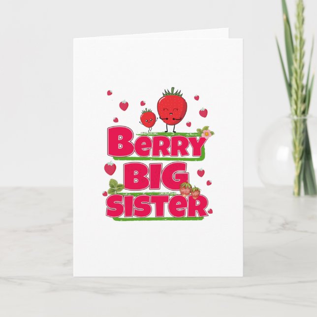 Tarjeta Berry Big Sister - Cute Fresa Pun (Anverso)