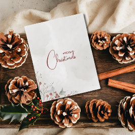 Tarjeta Berry de invierno de color de agua navideña no fot