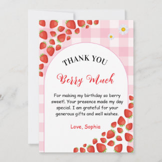 Tarjeta Berry first gingham birthday Thank You Card