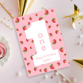 Tarjeta Berry First Strawberry Happy Birday Card