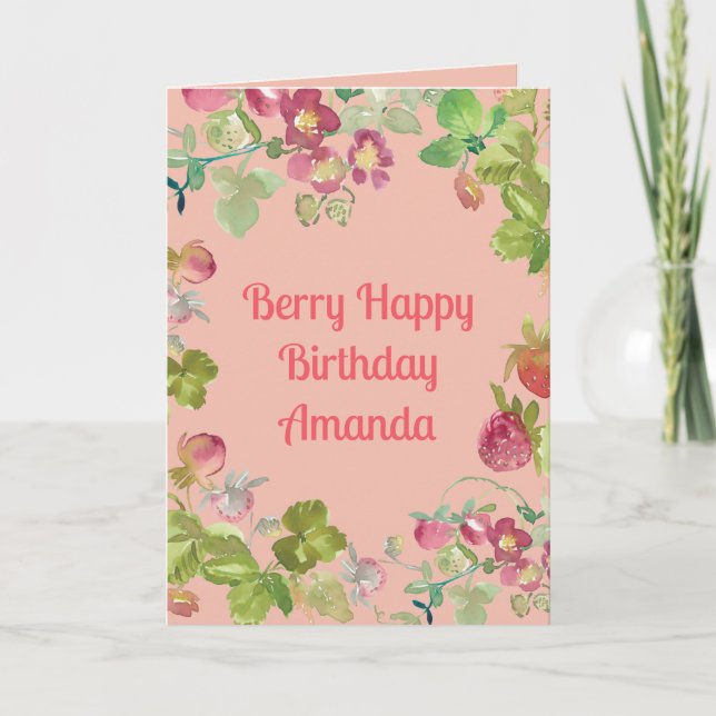 Tarjeta Berry Happy Strawberry Birday (Anverso)