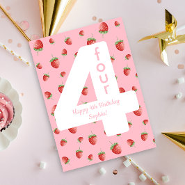 Tarjeta Berry Sweet Strawberry Happy Birday Card