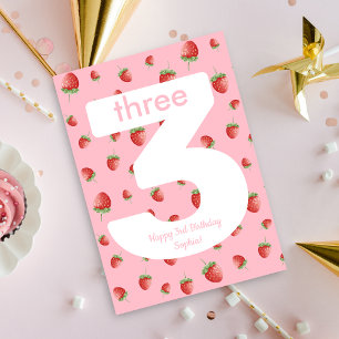 Tarjeta Berry Sweet Strawberry Happy Birday Card