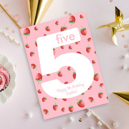 Tarjeta Berry Sweet Strawberry Happy Birday Card